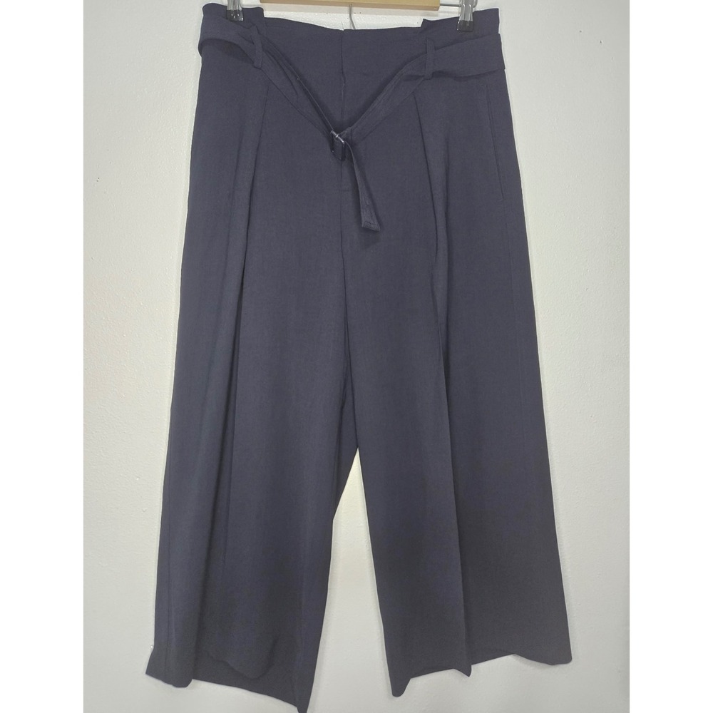 Vince Navy Wide Leg Cropped Culottes Pants Women 4 Old Money Minimalist Academia
